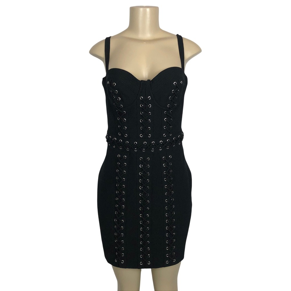 Bebe‎ x Naven Gothic Lace Up Bustier Mini Dress Size 8 Party Y2K Rave Goth Sexy